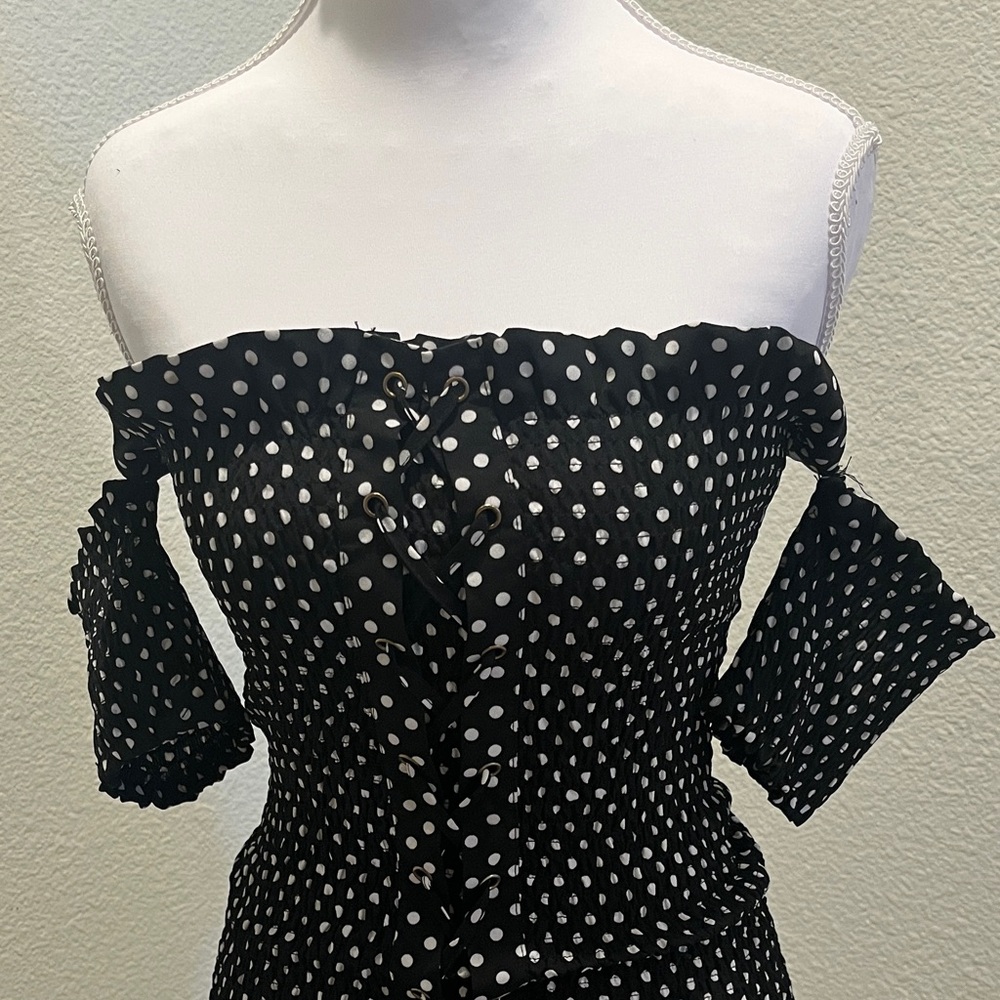 Fashion Nova Black and White Polka Dot Garment
